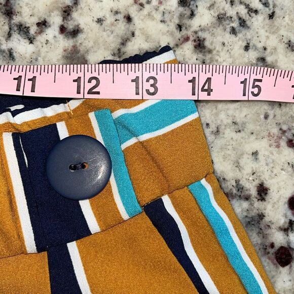 Zara TRF Mustard Striped Wide Leg Culotte Cropped Pull On Pants Size Small - Picture 8 of 10